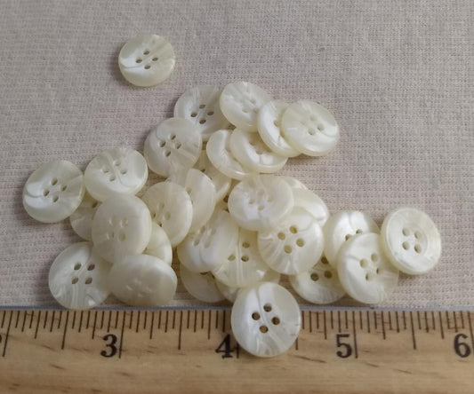 Button #96012 #4 Hole #White #Polyester #10pc