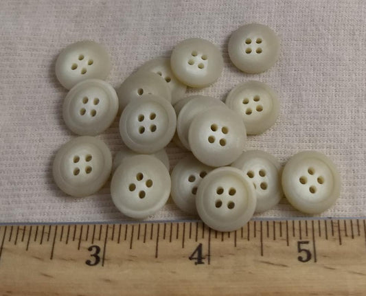 Button #96008#1 #4 Hole #Cream #Rim #Imitation #Horn #Polyester #10pc