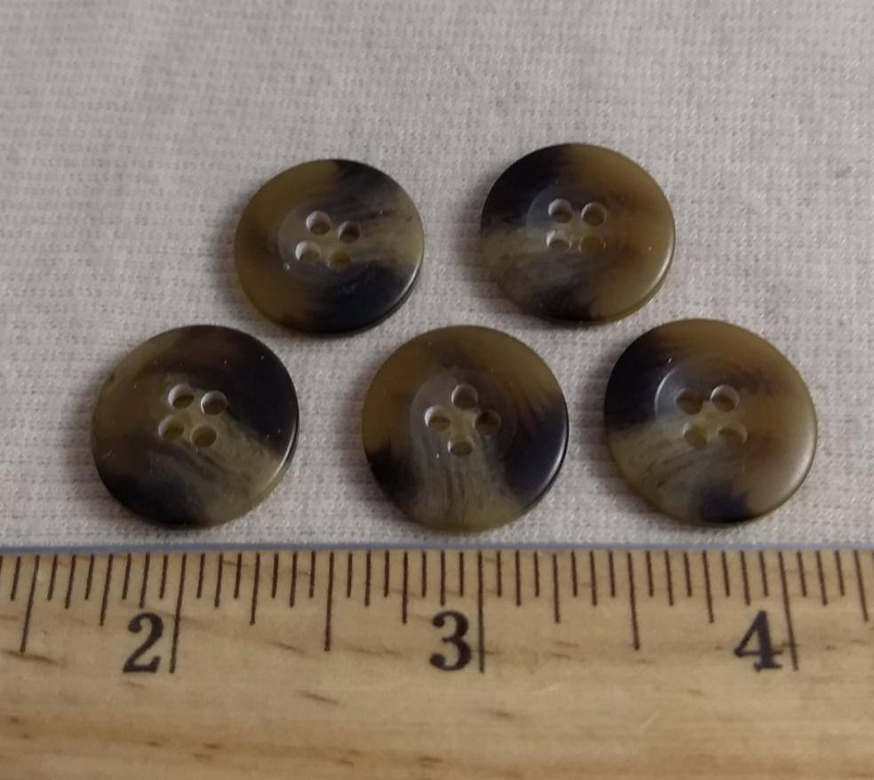 Button #2427 #4 Hole #Brown #Rim #Imitation #Horn #Polyester #10pc