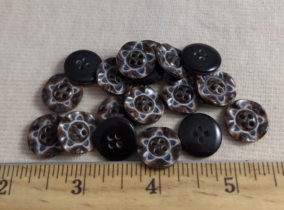 Button #P9020 #4 Hole #Brown #Star #Polyester #10pc