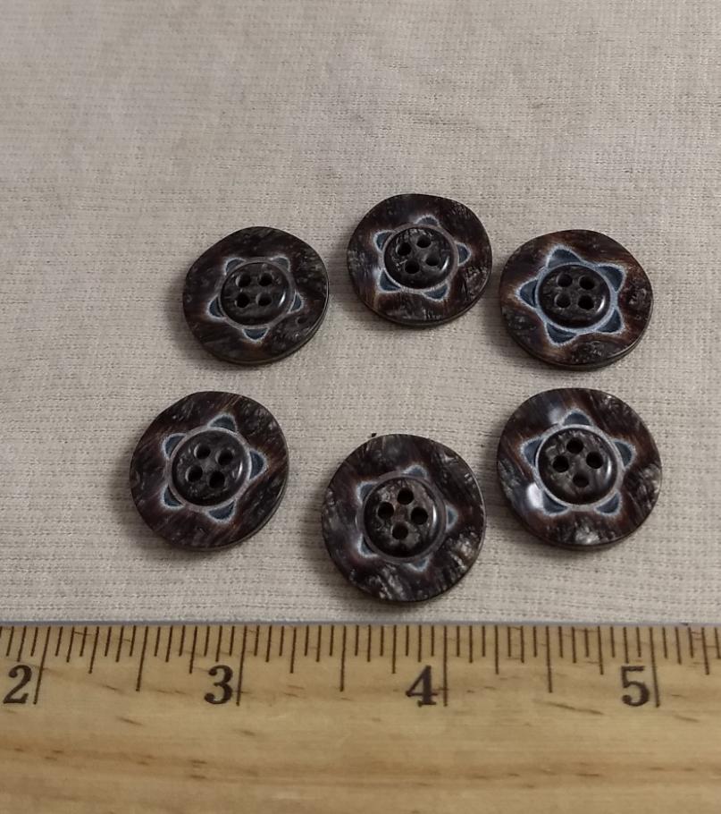 Button #P9020 #4 Hole #Brown #Star #Polyester #10pc