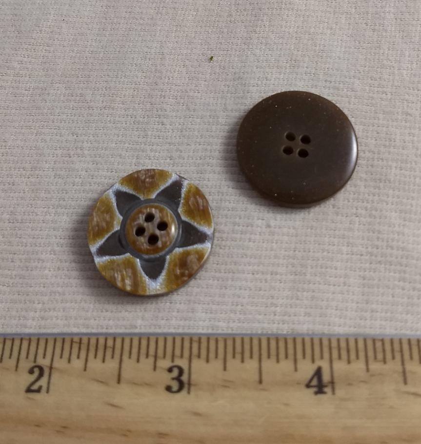 Button #P9020 #4 Hole #Brown #Star #Polyester #10pc