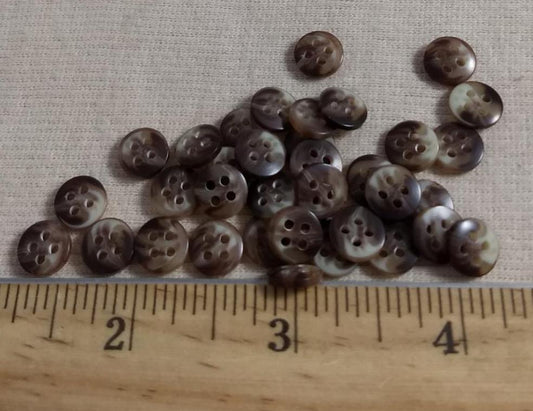 Button #20398 #4 Hole #Brown #Imitation #Horn #Polyester #10pc