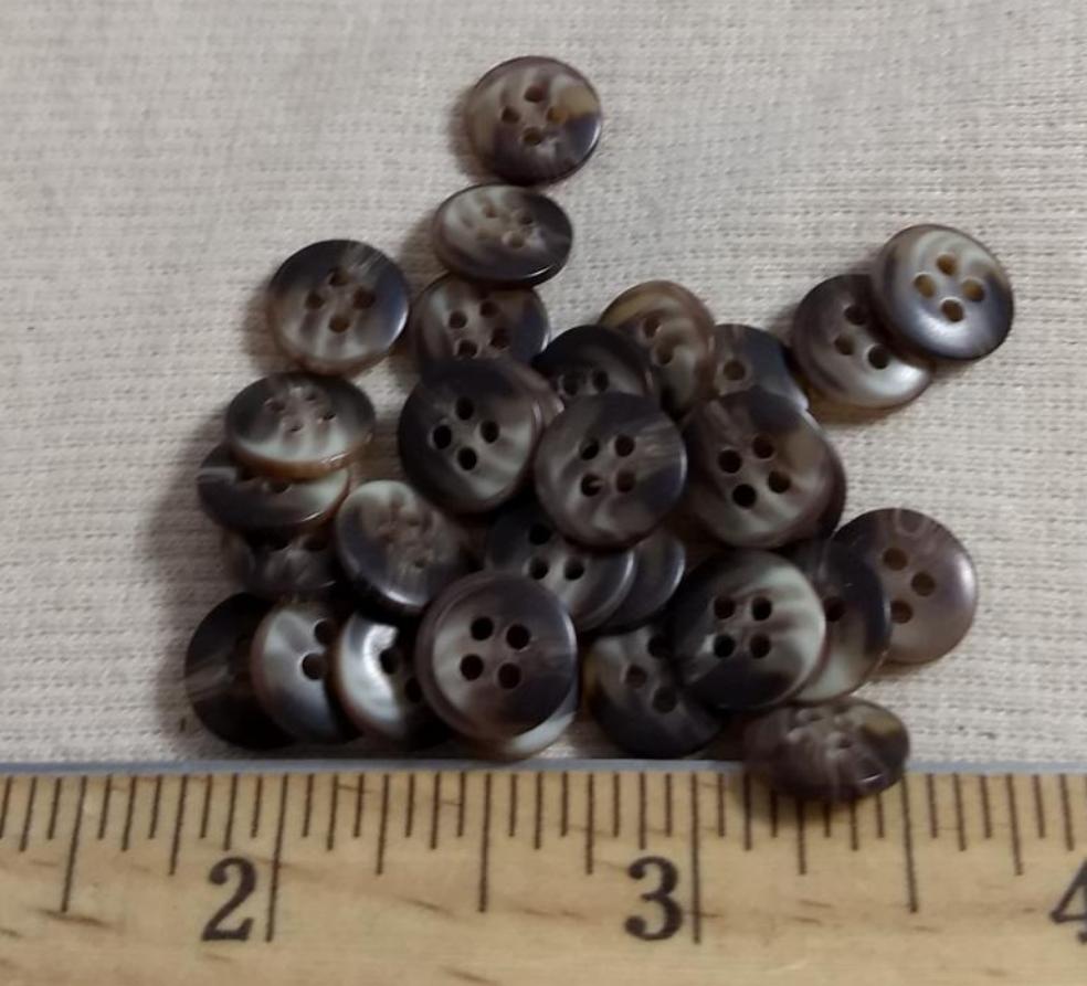 Button #20398 #4 Hole #Brown #Imitation #Horn #Polyester #10pc
