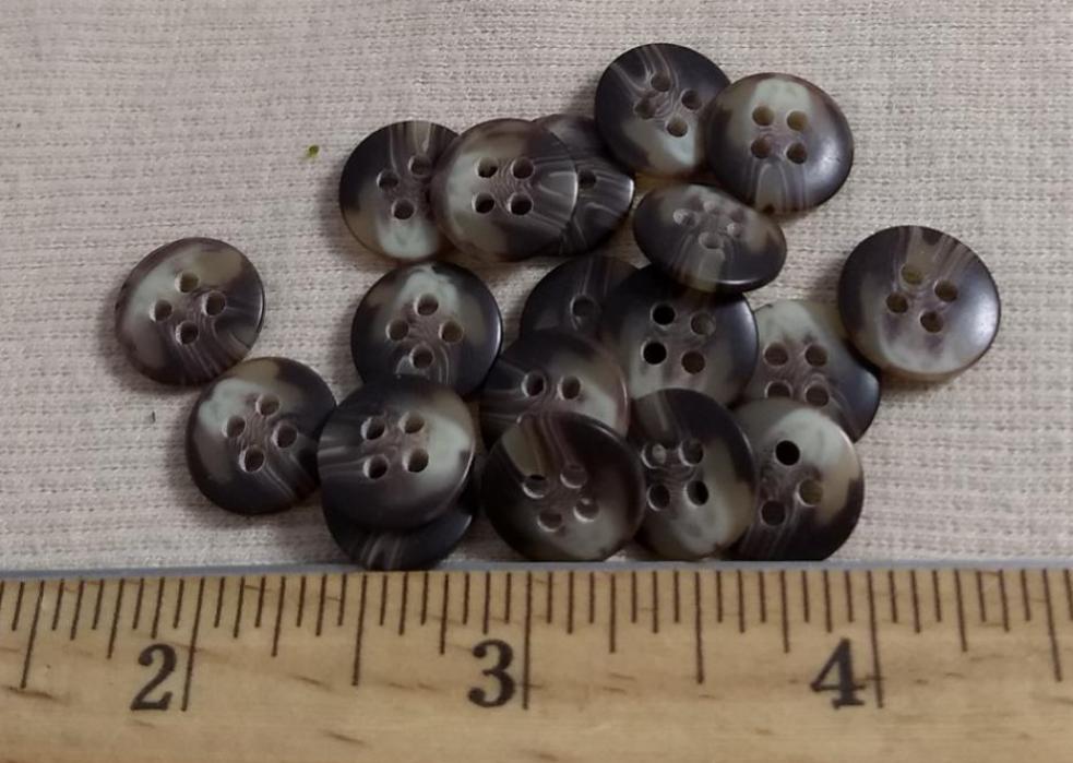 Button #20398 #4 Hole #Brown #Imitation #Horn #Polyester #10pc