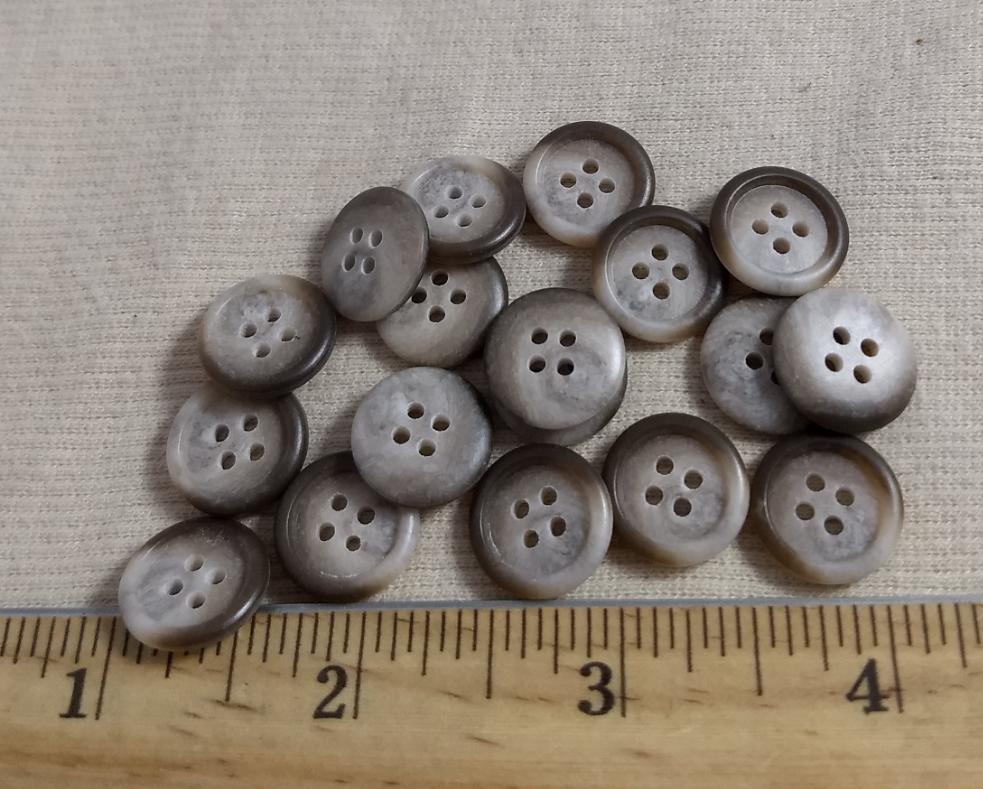 Button #20434-R #4 Hole #AA03 #Brown #Rim #Imitation #Horn #10pc