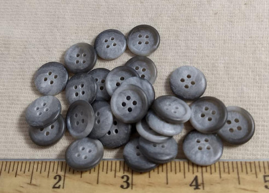 Button #20434-R #4 Hole #AA02 #Grey #Rim #Imitation #Horn #Polyester #10pc