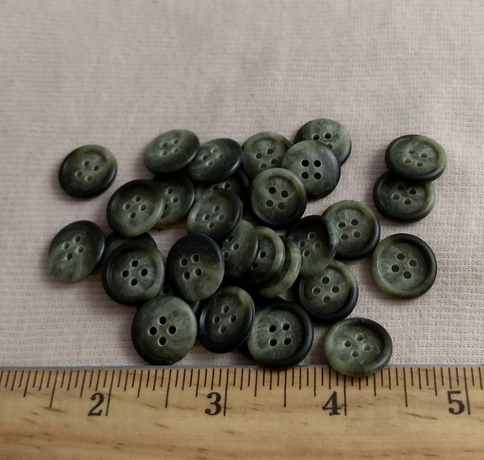 Button #20434 R #4 Hole #AA05 #Green #Rim #Imitation #Horn #Polyester #10pc