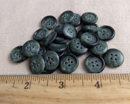 Button #20434-R #4 Hole #AA06-#Green #Rim #Imitation #Horn #Polyester #10pc