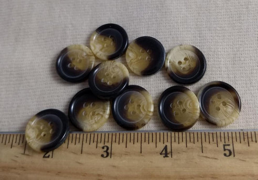 Button #265 #4 Hole #Brown #Imitation #Horn #Rim #Polyester #10pc