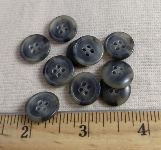 Button #4066 #4 Hole #Grey #Rim #Imitation #Horn #Polyester #10pc