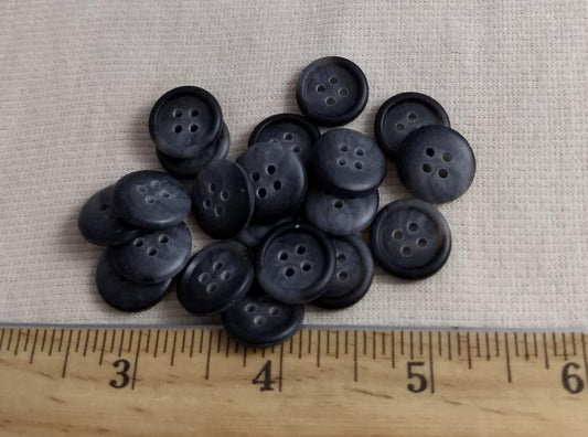 Button #20434-R #4 Hole #AA07 #Grey #Rim #Imitation #Horn #Polyester #10pc