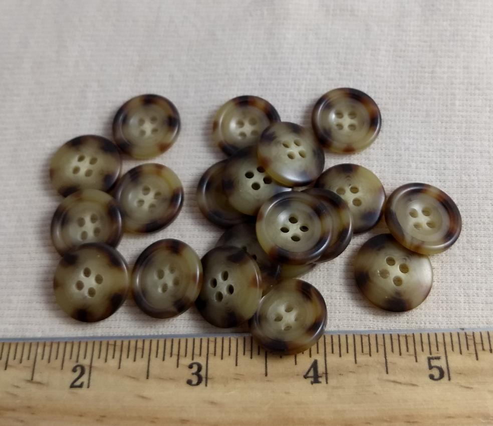 Button #T-90 #4 Hole #Brown #Horn #Rim #Polyester #10pc