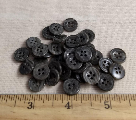 Button #1318 #4 Hole #Grey #Rim #Imitation #Horn #Polyester #10pc