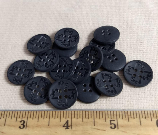 Button #13181 #4 Hole #Black #Nylon #10pc