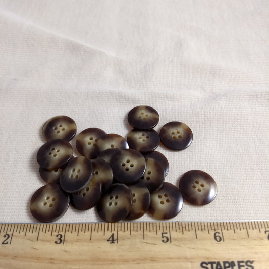 Button #98038 #4 Hole #Brown #Imitation #Horn #Polyester #10pc