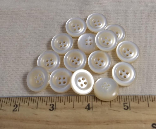 Button #2228 #4 Hole #Cream #Rim #Polyester #10pc