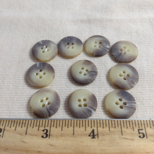 Button #1320 #4 Hole #Brown-Cream #Imitation #Horn #Polyester #10pc