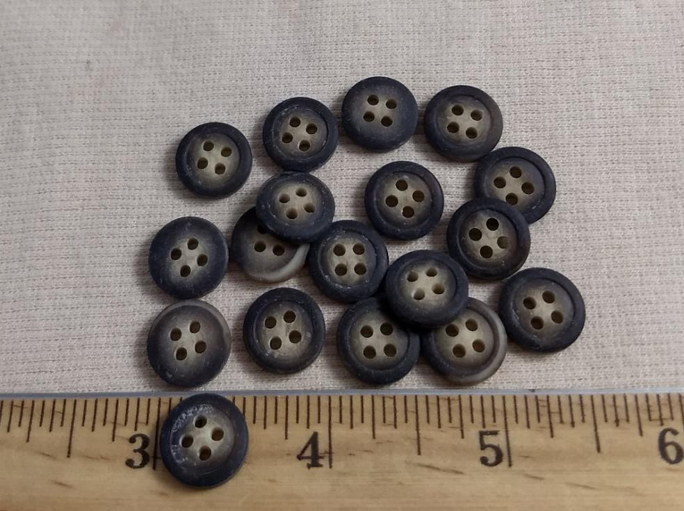 Button #96004 #4 Hole #Brown #Rim #Imitation #Horn #Polyester #10pc