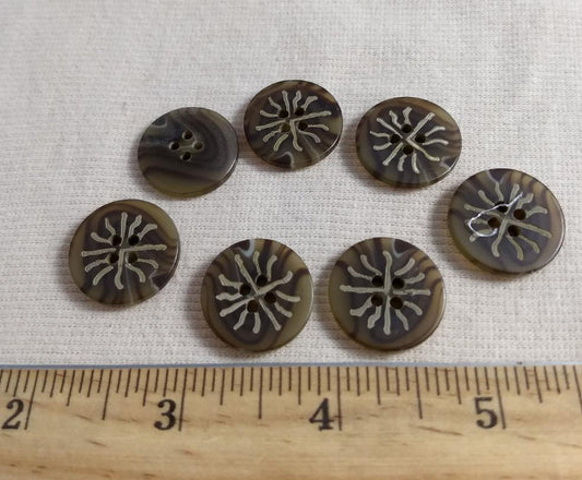 Button #4823 #4 Hole #Brown #Imitation-Horn #Polyester#10pc