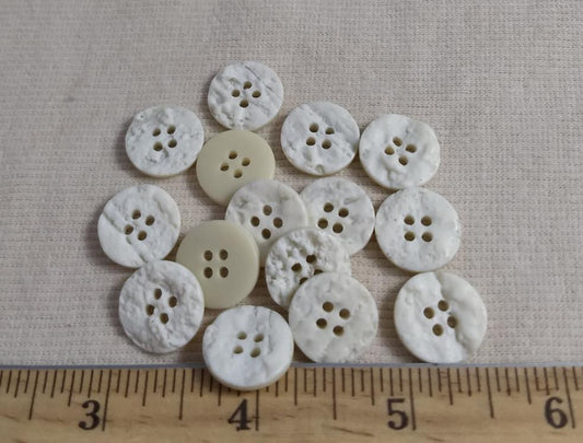 Button #PB1002 #4 Hole #White #Polyester #10pc