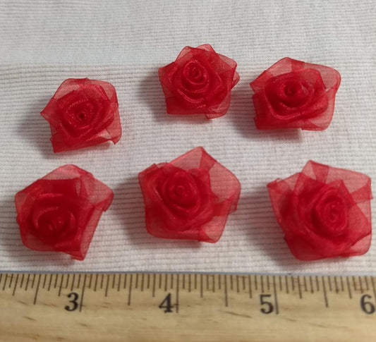 Organza #Flower #Red #10pc