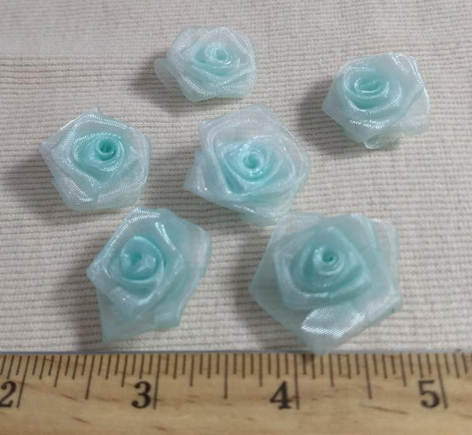 Organza #Flower #Light-Blue #10pc