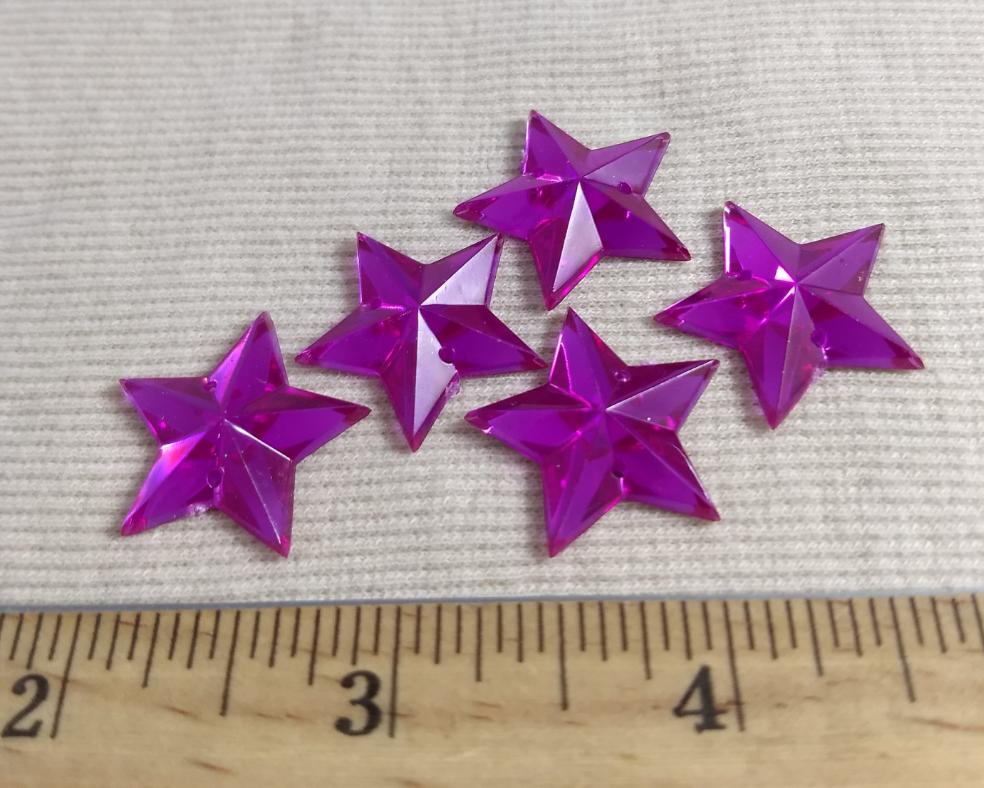 Bead #A47 #2-Hole #Fuchsia #Star Acrylic #10pc