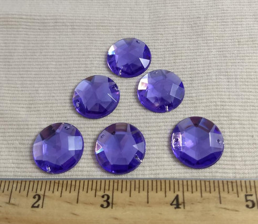 Bead #XFFZ090311-1 #2-Hole #Purple #Round #Acrylic-Stone #10pc