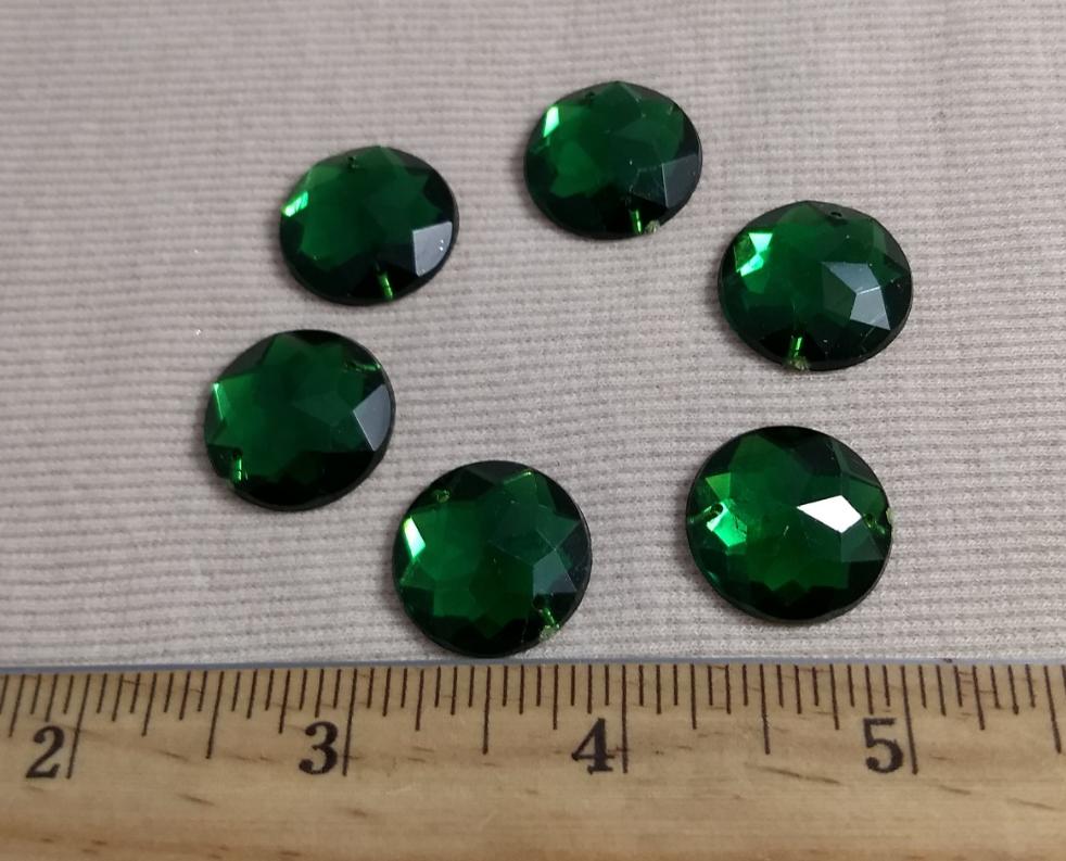 Bead #XFFZ090311-1 #2-Hole #Green #Round #Acrylic-Stone #20pc