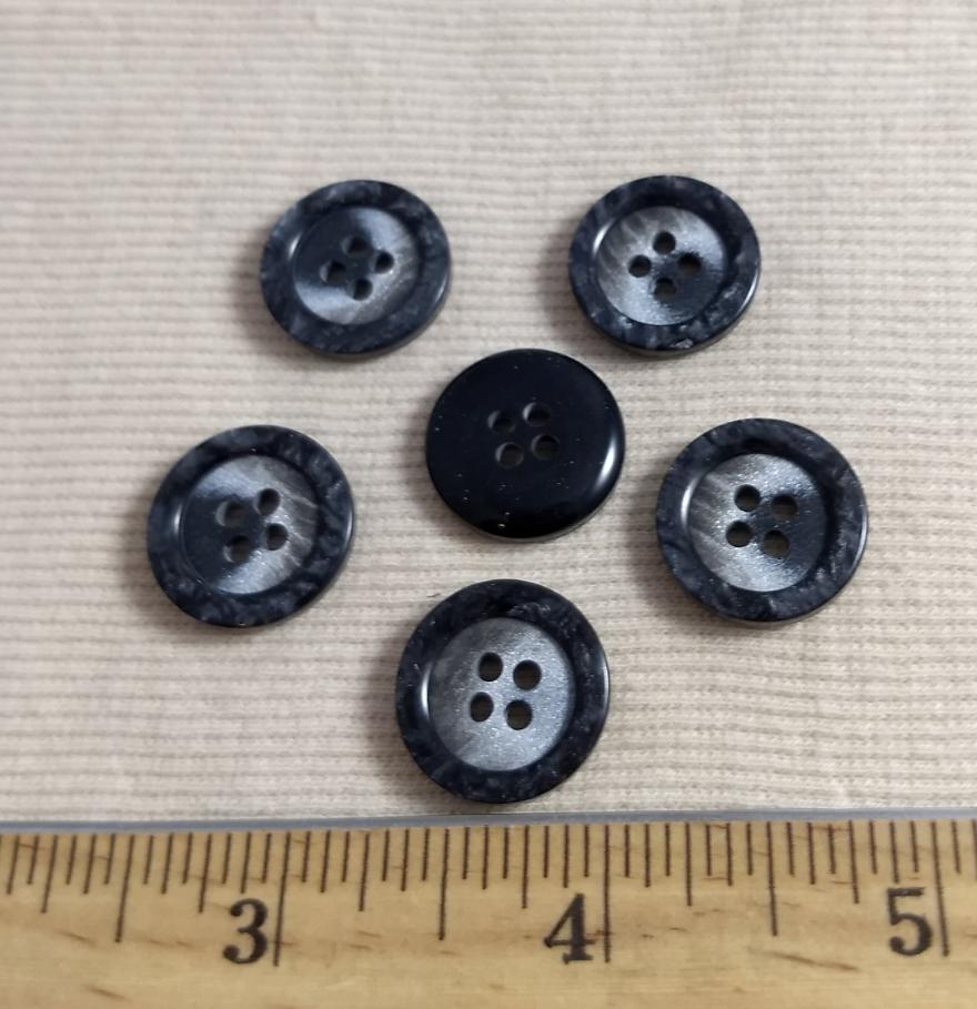 Button #P9019 #4 Hole #Grey #Rim #Imitation #Horn #Polyester #10pc