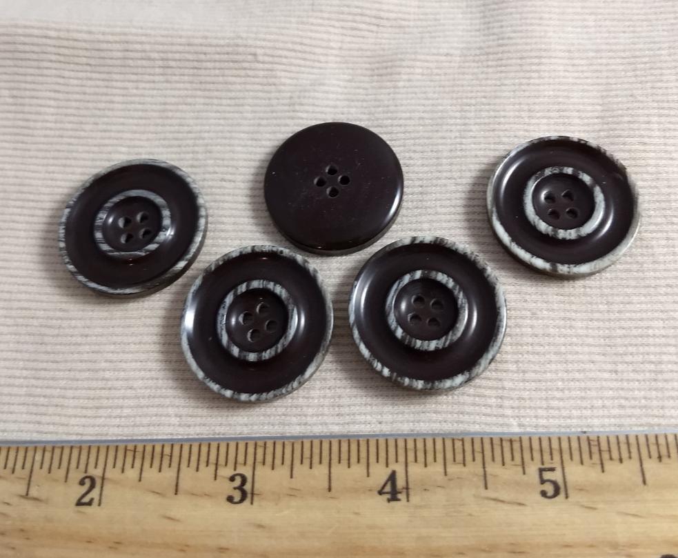 Button #15107 #4 Hole #Brown #Rim #Polyester #10pc