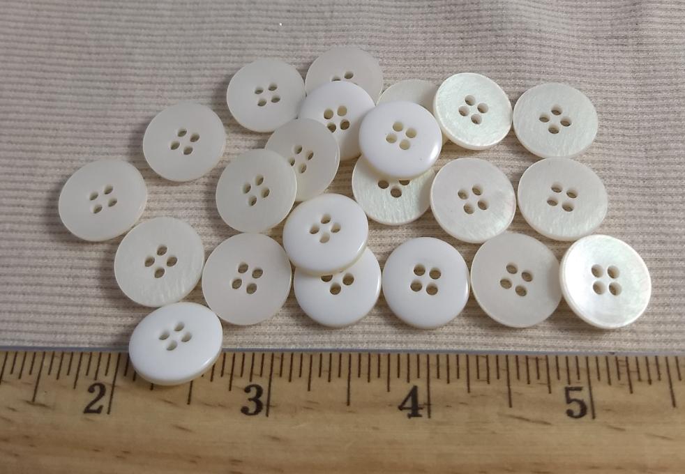 Button #2348 #4 Hole #White #Polyester #10pc