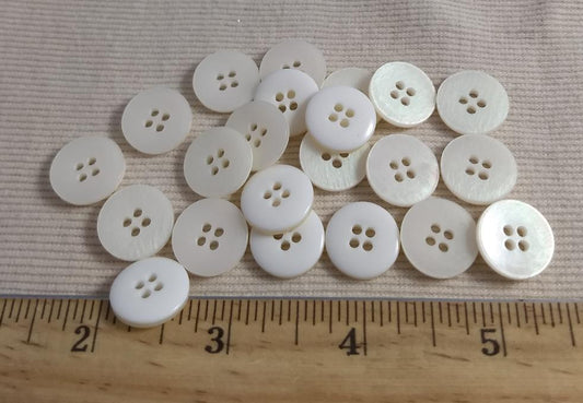 Button #2348 #4 Hole #White #Polyester #10pc