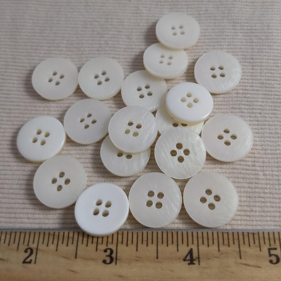 Button #2348 #4 Hole #White #Polyester #10pc