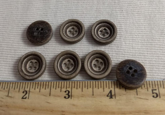 Button #98005 #4 Hole #Brown #Rim #Polyester #10pc