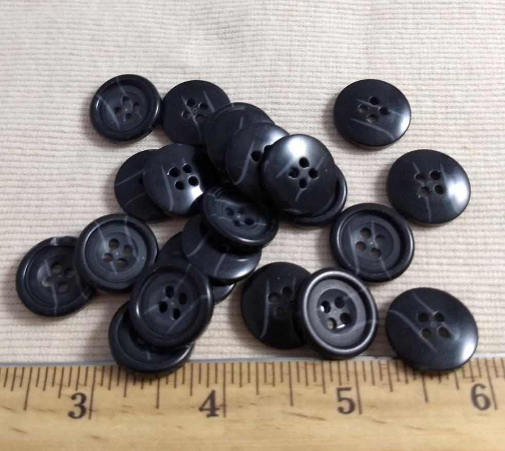 Button #T-90-6 #4 Hole #Grey #Rim #Imitation #Horn #Polyester #10pc