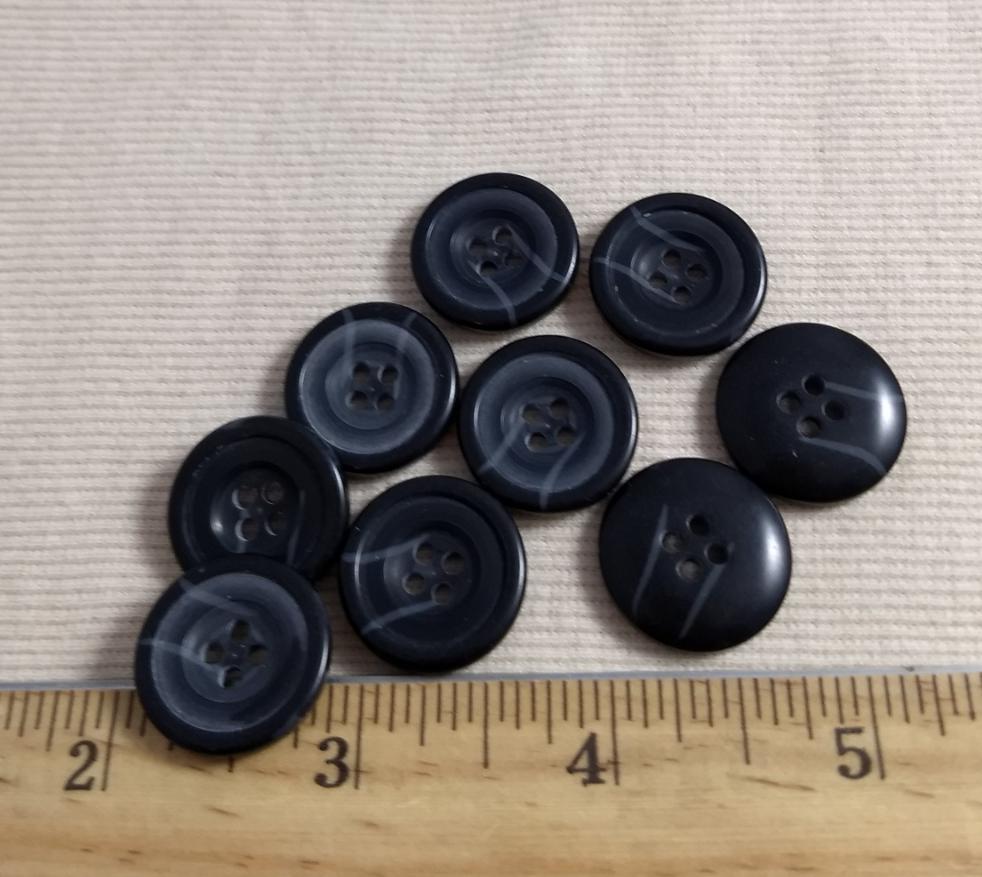 Button #T-90-6 #4 Hole #Grey #Rim #Imitation #Horn #Polyester #10pc