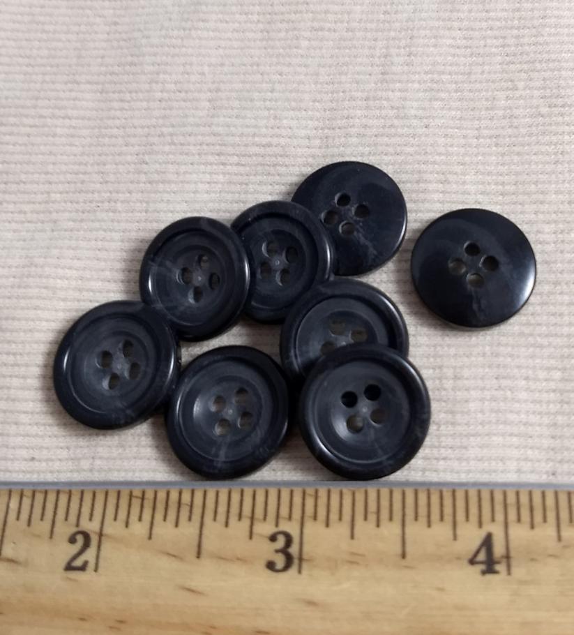 Button #T-90-5 #4 Hole #Black #Rim #Imitation #Horn #Polyester #10pc