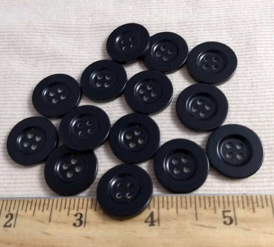 Button #Basic #CH706 #4 Hole #Shiny-Black #Rim #Polyester #10pc