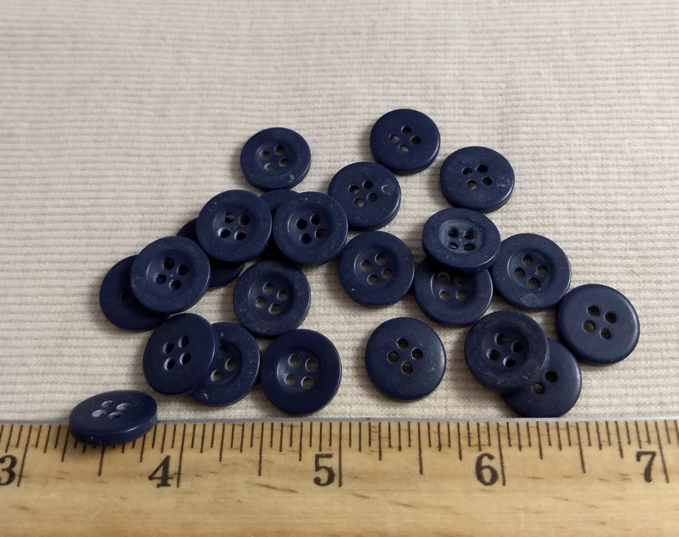 Button #706 #4 Hole #Blue #Rim #Polyester #10pc