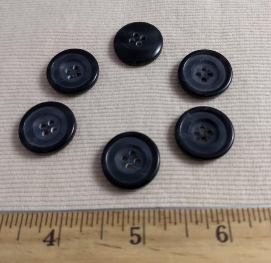 Button #T-90-5 #4 Hole #Black #Rim #Imitation #Horn #Polyester #10pc