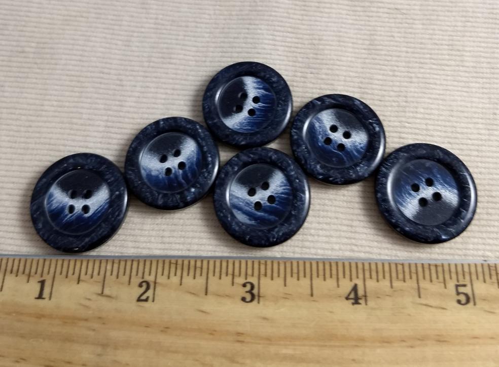 Button #P9019 #4 Hole #Blue #Rim #Imitation #Horn #Polyester #10pc