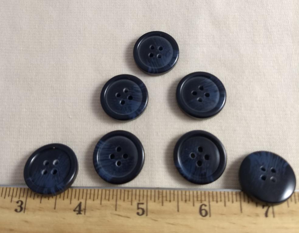 Button #13063 #4 Hole #Blue #Rim #Polyester #10pc