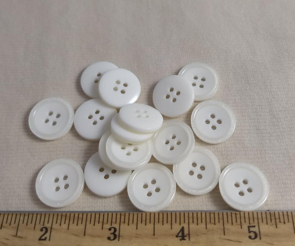 Button #20342 #4 Hole #White #Rim #Polyester #10pc