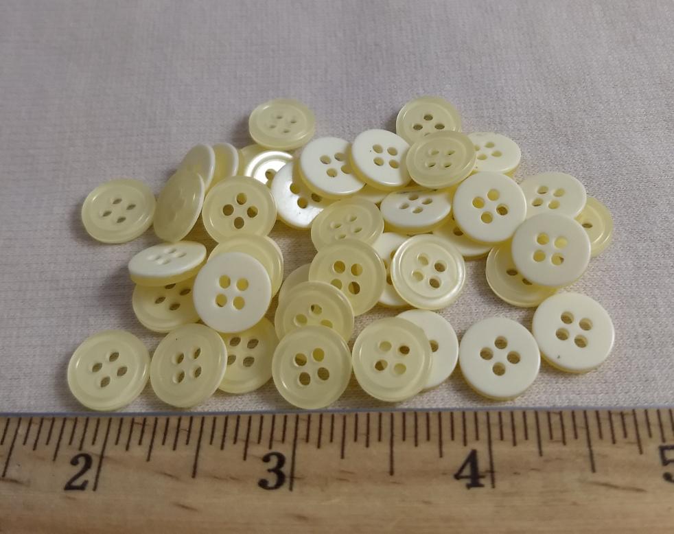 Button #20094 #4 Hole #Cream #Rim #Polyester #10pc