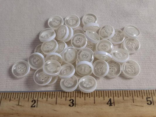 Button #1328 #4 Hole #Clear #Rim #Polyester #10pc