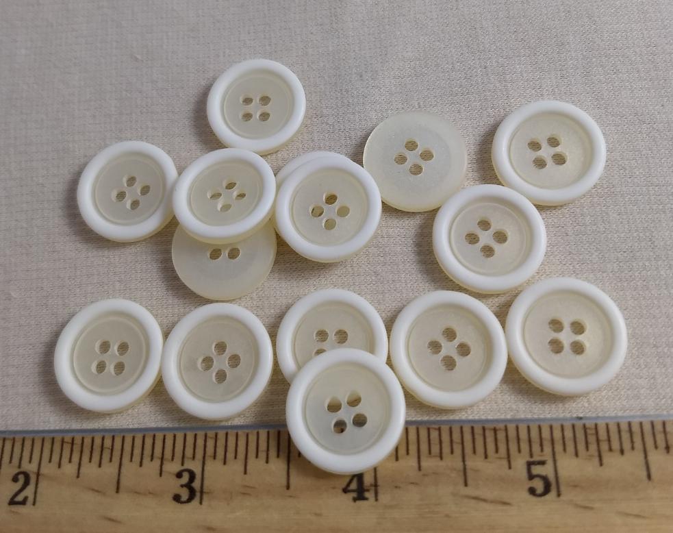 Button #1329 #4 Hole #Cream #Rim #Polyester #10pc