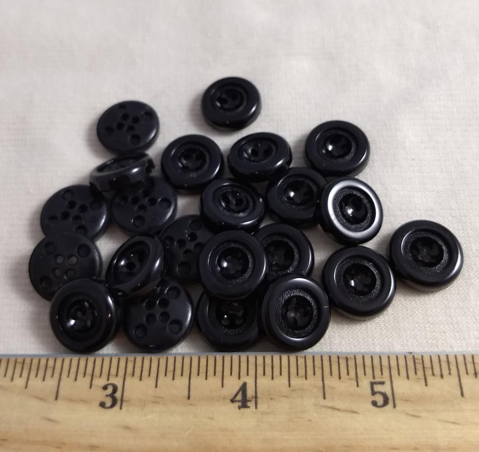 Button #PS1024 #4 Hole #Black #Rim #Nylon #10pc