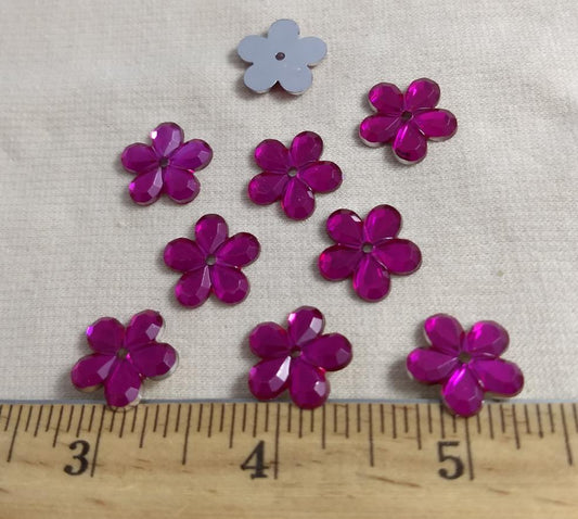 Bead #XFFZ16 #1Hole #Fuchsia #Flower #Acrylic-Stone #60pc